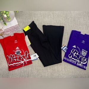 NWT Girls Large Athletic Bundle – 2 Adidas Shirts & Flare Athletic Leggings